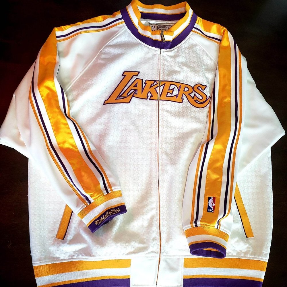Mitchel & Ness White Lakers Hardwood Classic Jacket